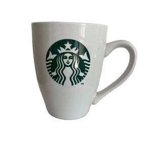 Starbucks Coffee Mug 2011 White Green Siren Spellout Logo Ceramic Cup 16oz EUC